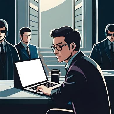 An illustration of a hacker attempting to break into a personal credit card payment system, while a business owner and their team stop them in their tracks